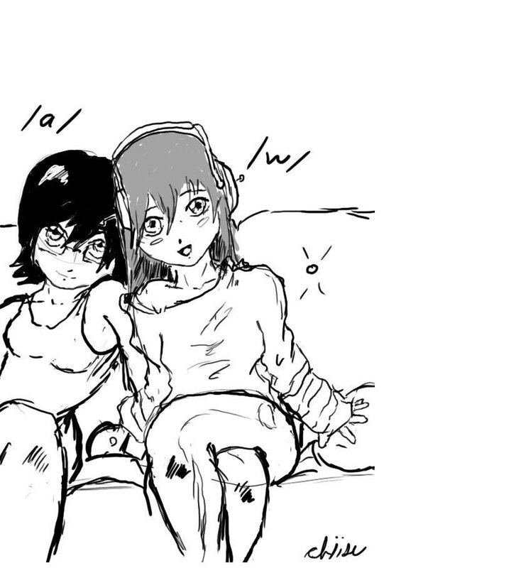 Two anime characters sitting together