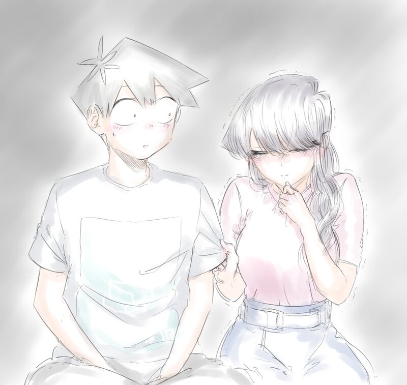 Two Anime Characters Sitting — White, Calm, Boy