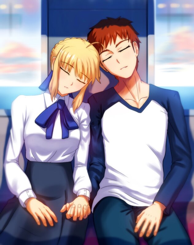 Two Anime Characters Sleeping — Blue