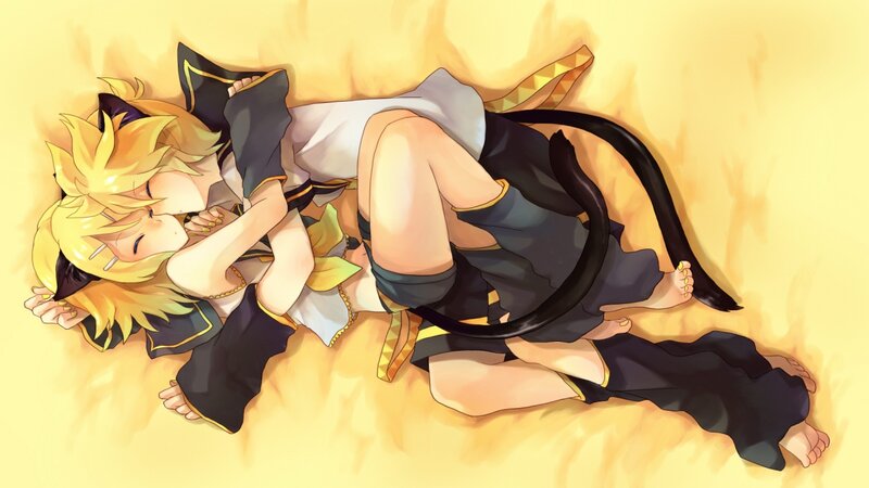 Two Anime Characters Sleeping — Yellow, Peaceful