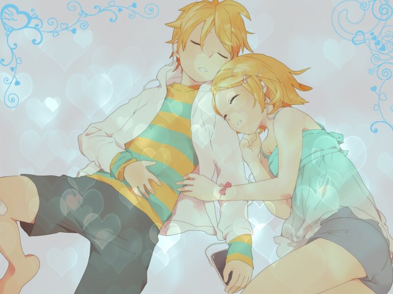 Two Anime Characters Sleeping — Yellow