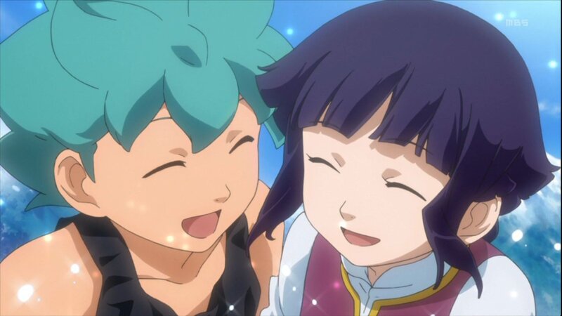 Two Anime Characters Smiling — Blue