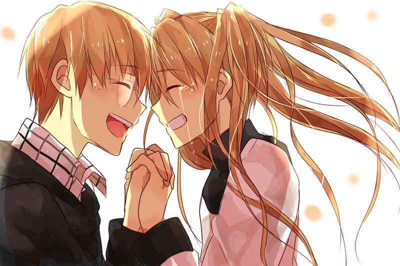 Two Anime Characters Smiling — Brown