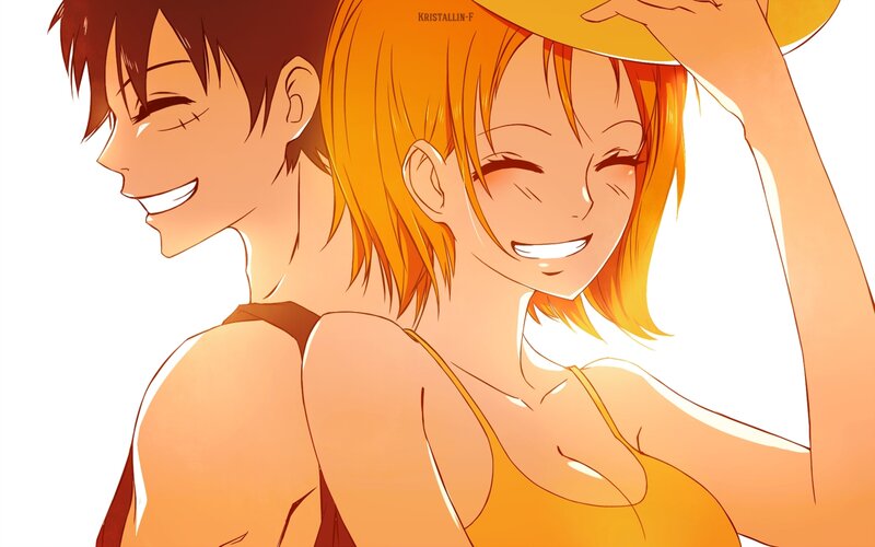 Two Anime Characters Smiling — Orange