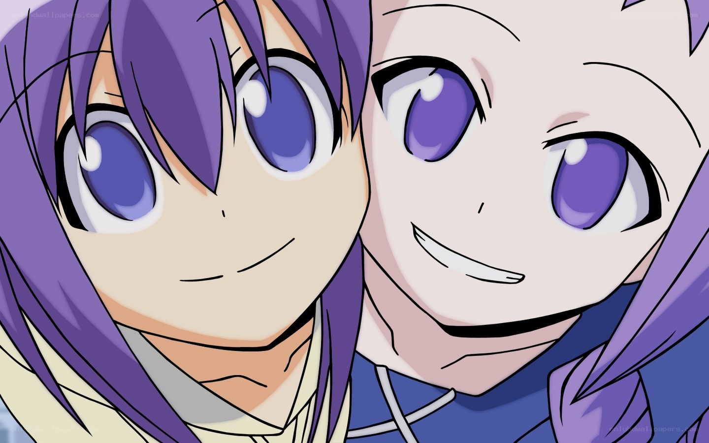 two anime characters smiling