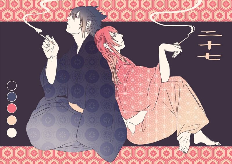 Two Anime Characters Smoking