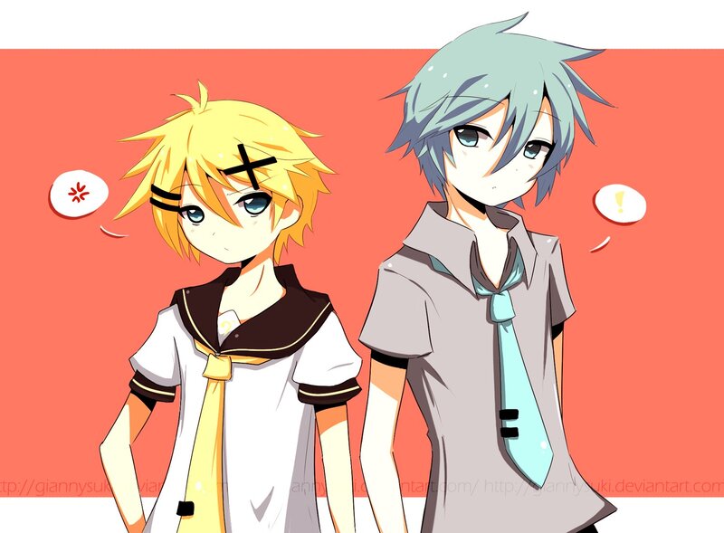 Two anime characters standing