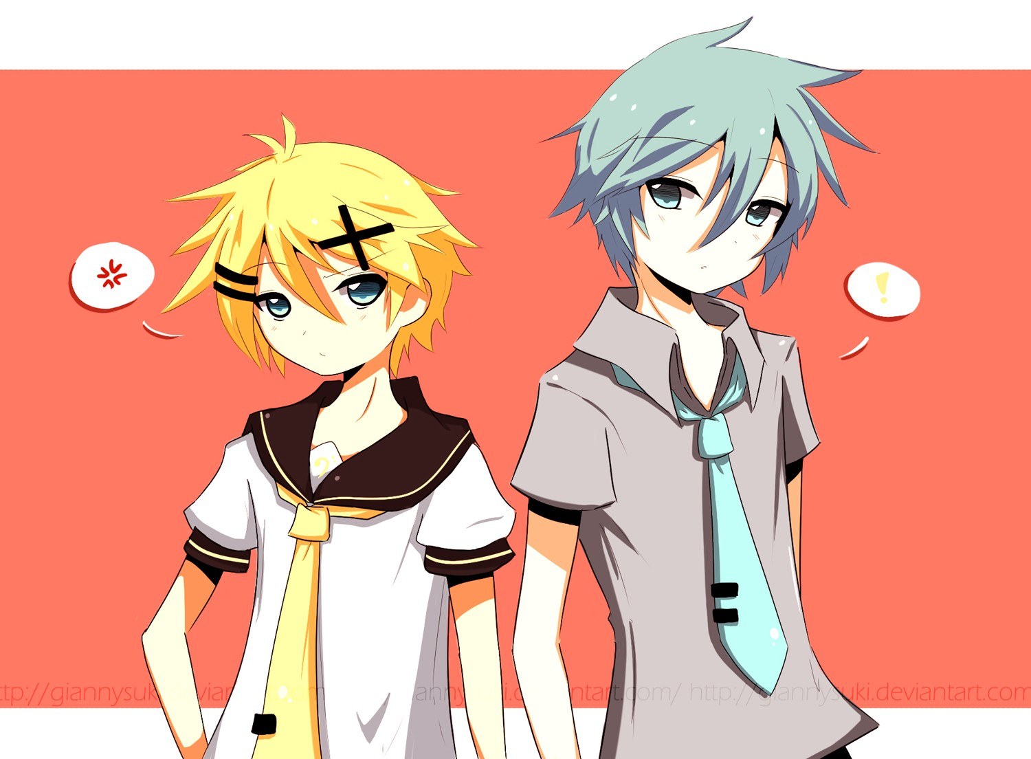 Two anime characters standing
