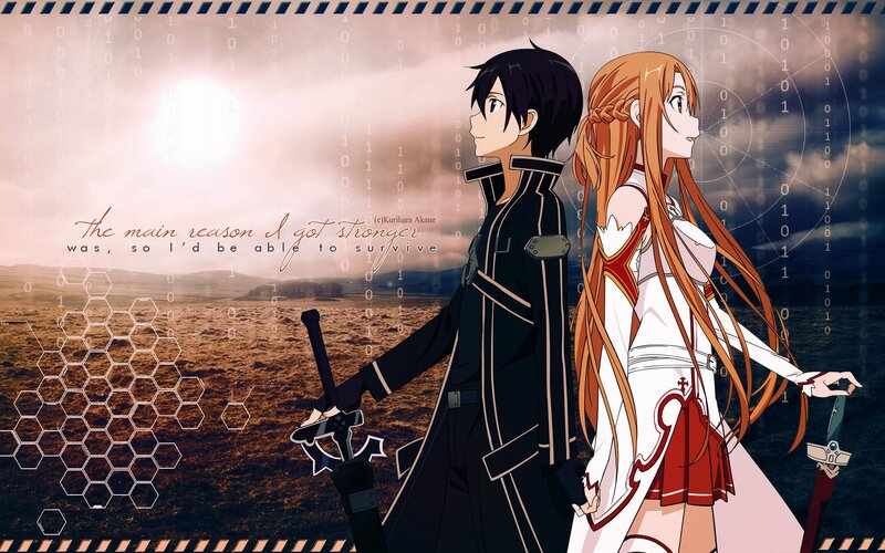 Two Anime Characters Standing — Black, Dramatic, Sunset