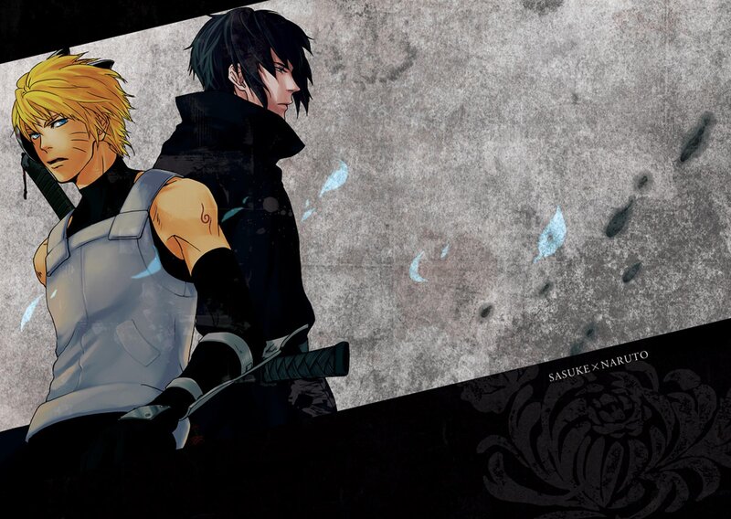 Two Anime Characters Standing — Black