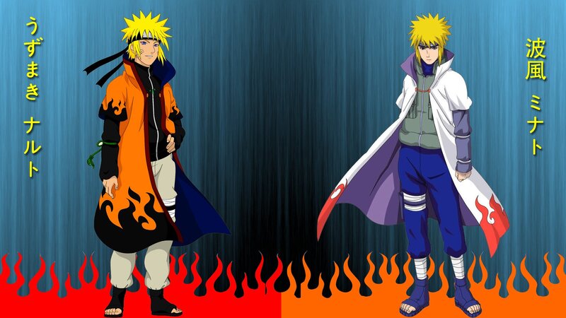 Two Anime Characters Standing — Blue, Dramatic, Flames