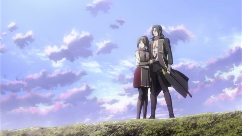 Two Anime Characters Standing — Blue, Serene, Sunset