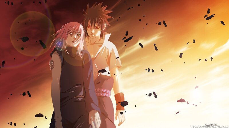 Two Anime Characters Standing — Orange, Dramatic