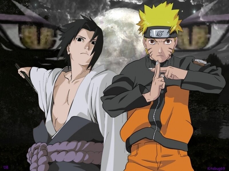 Two Anime Characters Standing — Orange