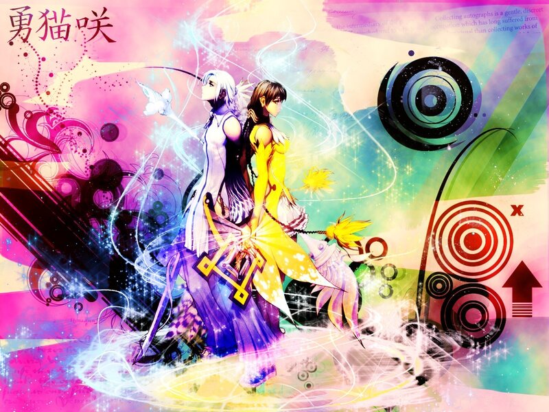 Two Anime Characters Standing — Pink, Vibrant