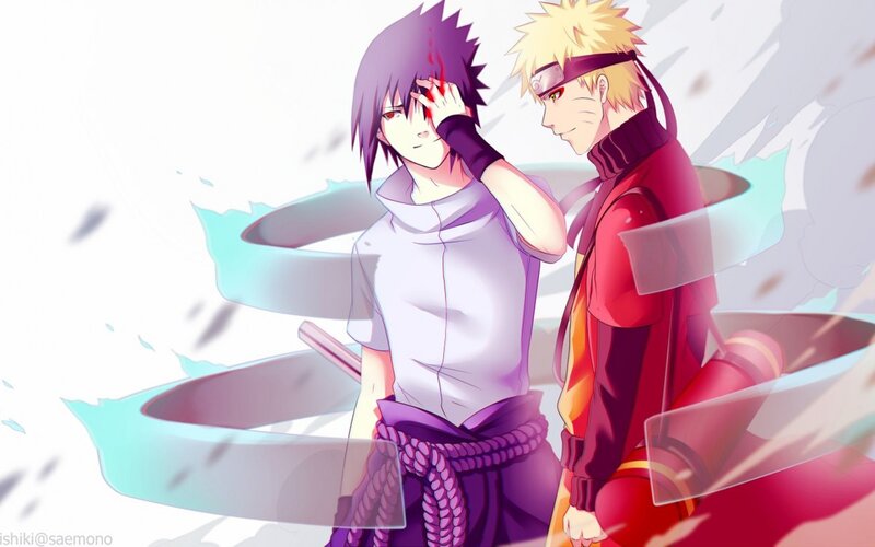 Two Anime Characters Standing — Purple