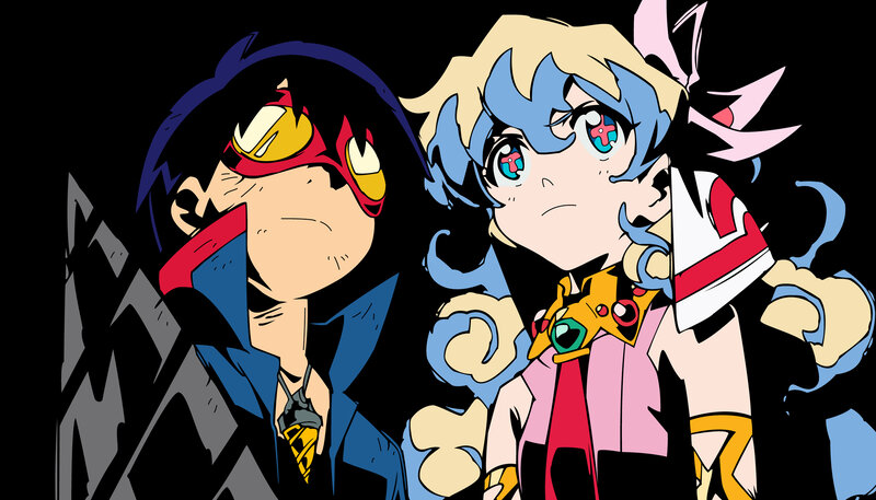 two anime characters standing together