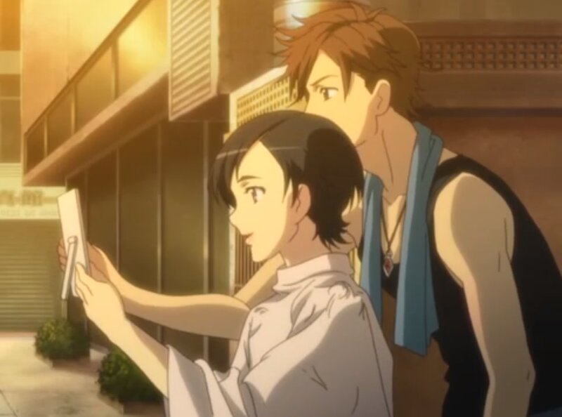Two Anime Characters Taking a Photo