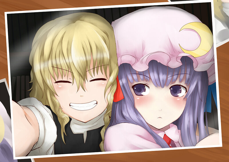 Two anime characters taking a selfie
