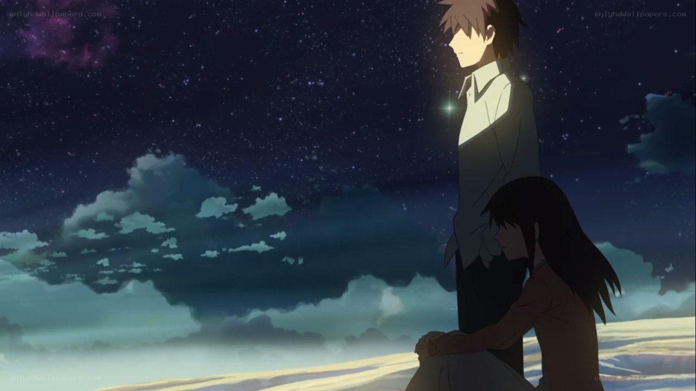 two anime characters under stars