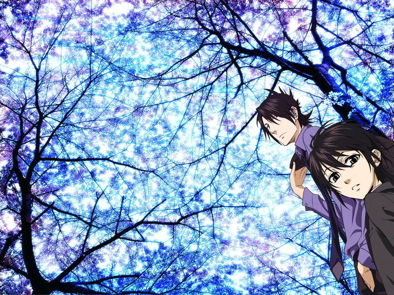 Two Anime Characters under Trees