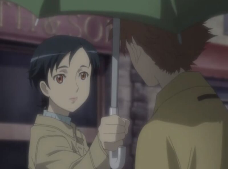 Two Anime Characters under Umbrella — Green