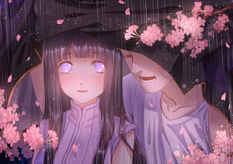 Two Anime Characters under Umbrella — Purple
