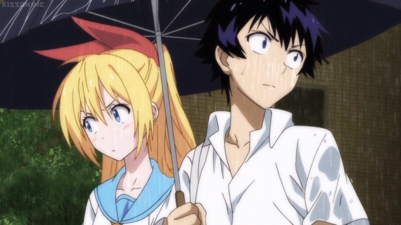 Two Anime Characters under Umbrella — White
