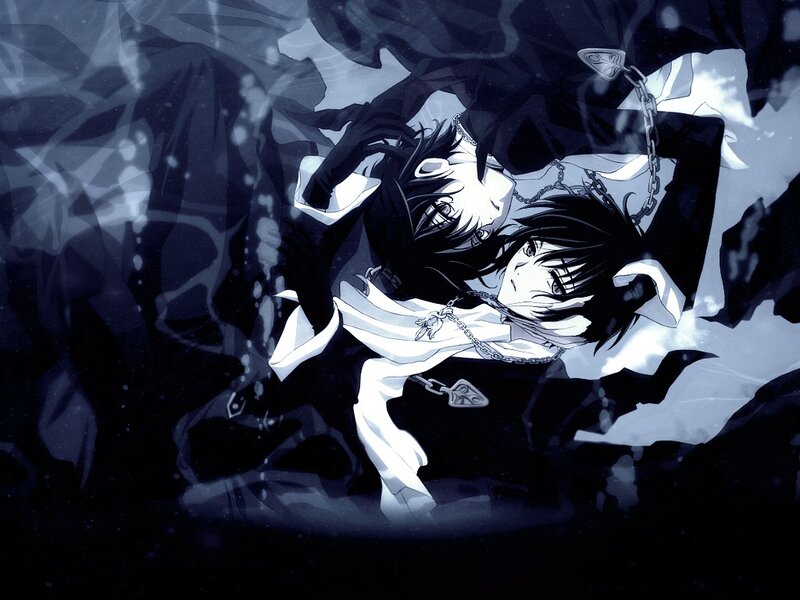 Two Anime Characters Underwater — Black