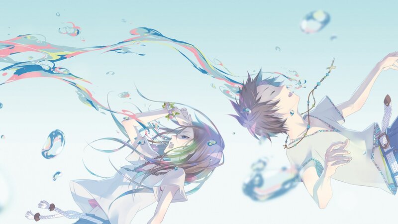 Two Anime Characters Underwater — Blue, Serene, Bubbles