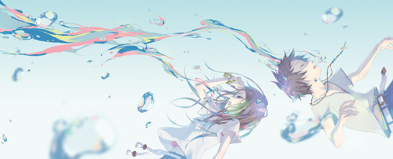 Two Anime Characters Underwater — Blue, Serene