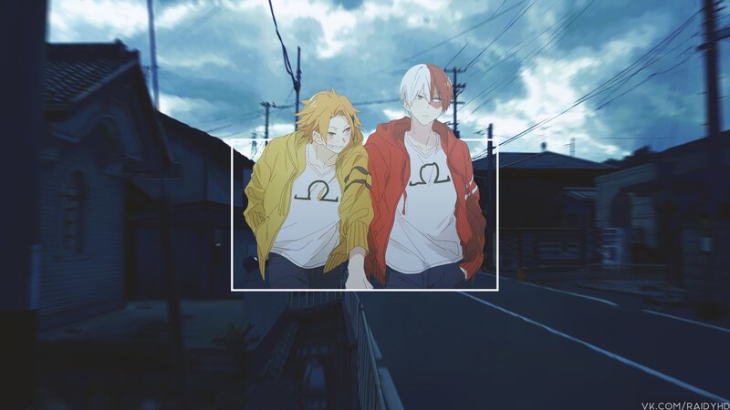 Two Anime Characters Walking — Blue, Dramatic