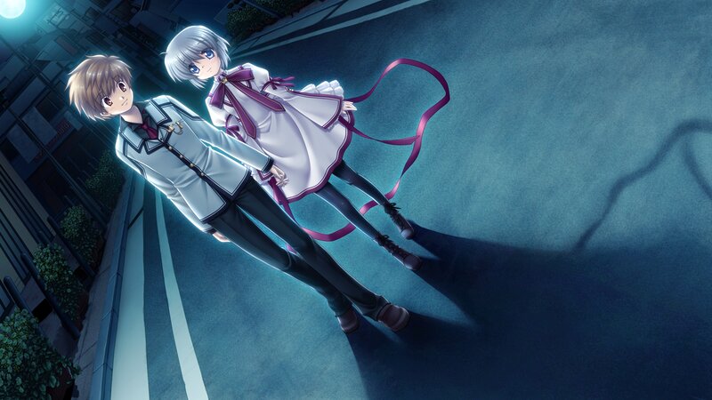 Two Anime Characters Walking — Blue