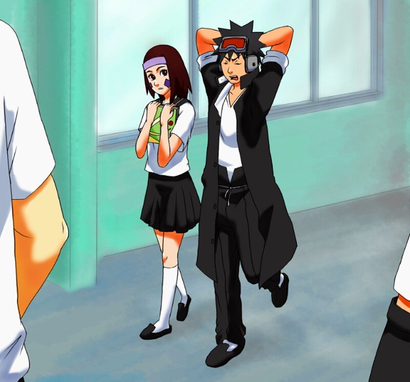 Two Anime Characters Walking — Green