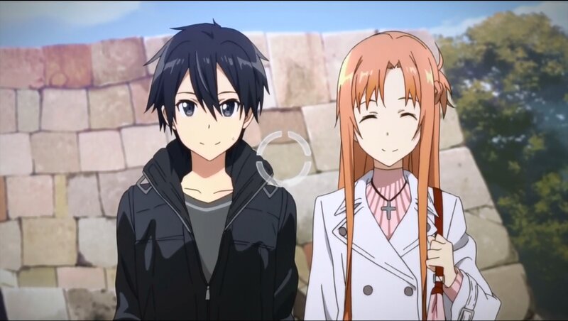 Two Anime Characters — White, Calm, Afternoon, Stone Wall
