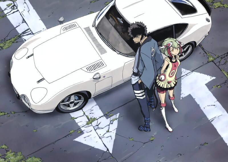 Two Anime Characters — White, Calm, Car