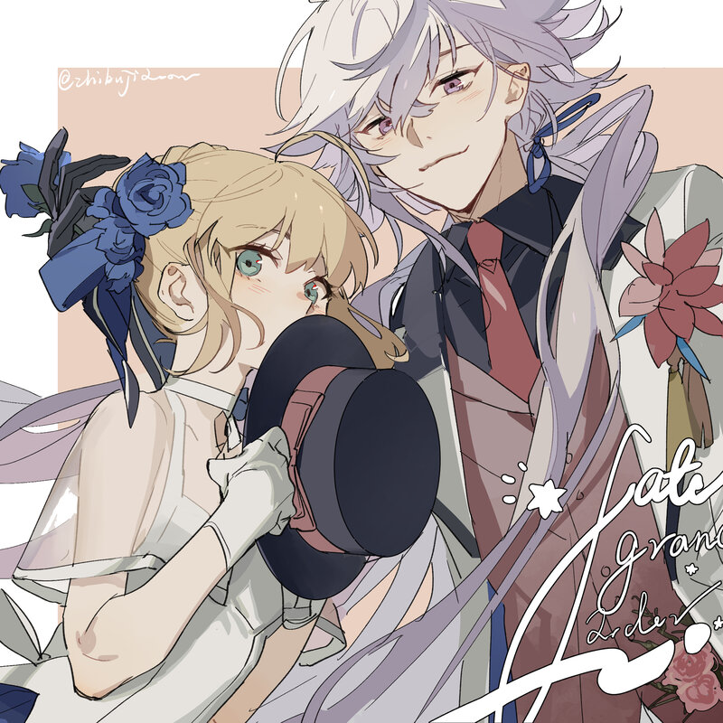 Two Anime Characters — White, Calm, Digital Art