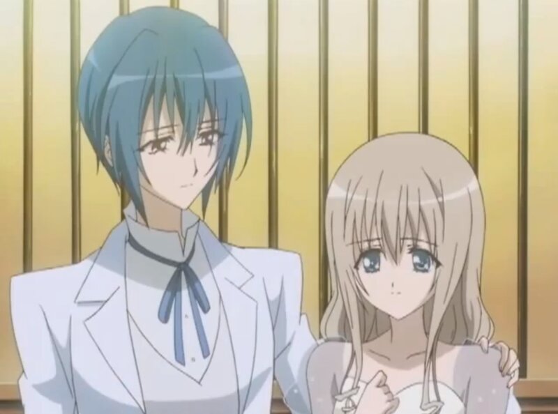 Two Anime Characters — White, Calm, School Uniform, Gold Bars