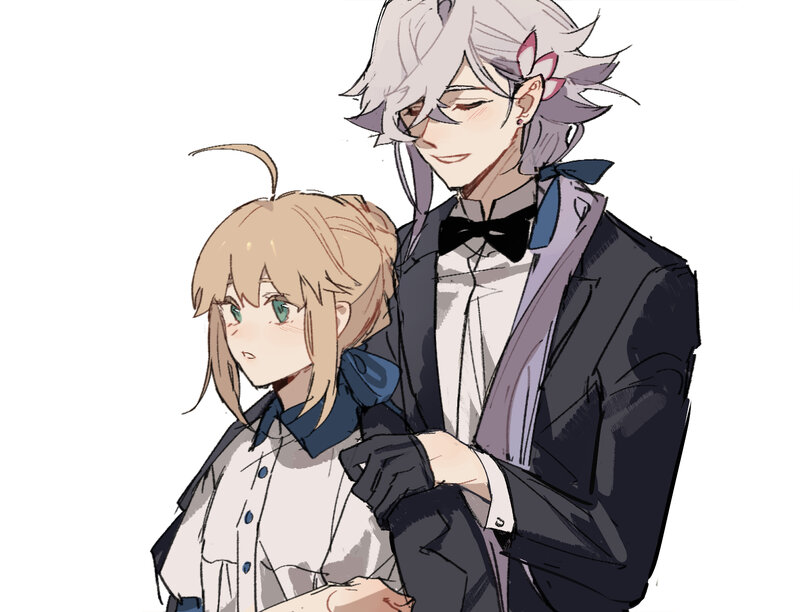 Two Anime Characters — White, Calm, Tuxedo