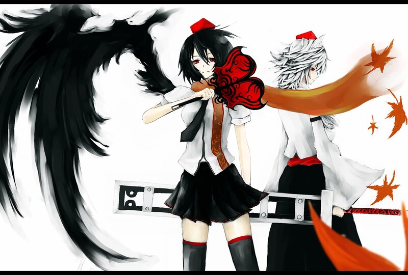 Two Anime Characters — White, Dramatic, Autumn