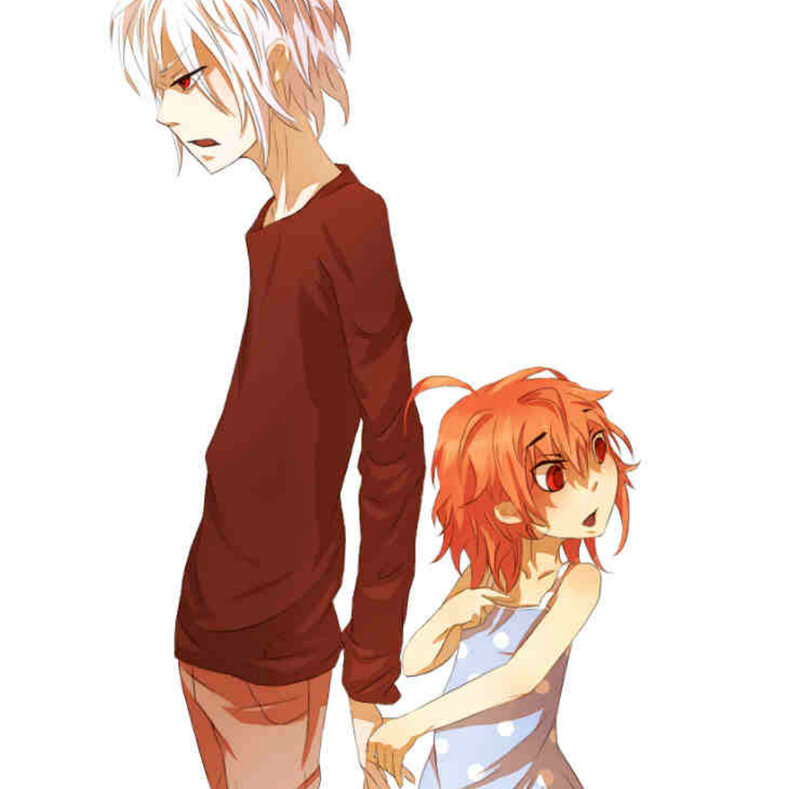 Two Anime Characters — White, Dramatic, Boy
