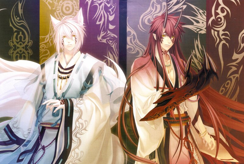 Two Anime Characters — White, Dramatic, Cat Ears, Horns