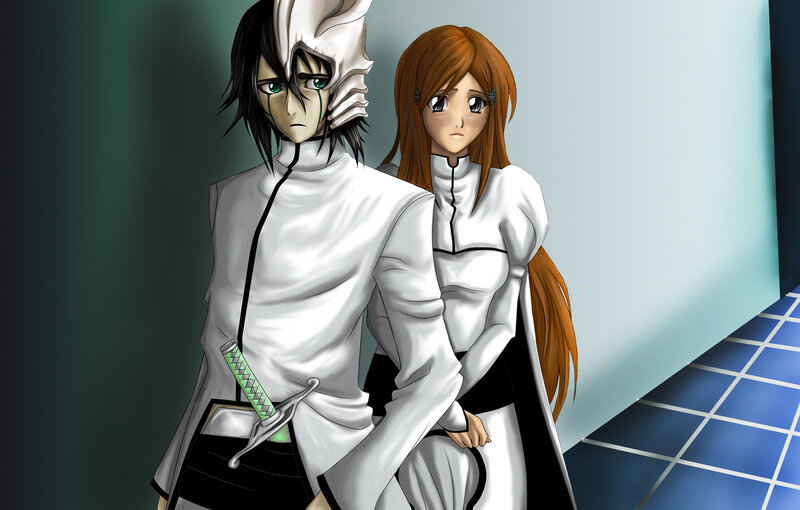 Two Anime Characters — White, Dramatic, Digital Art, Sword