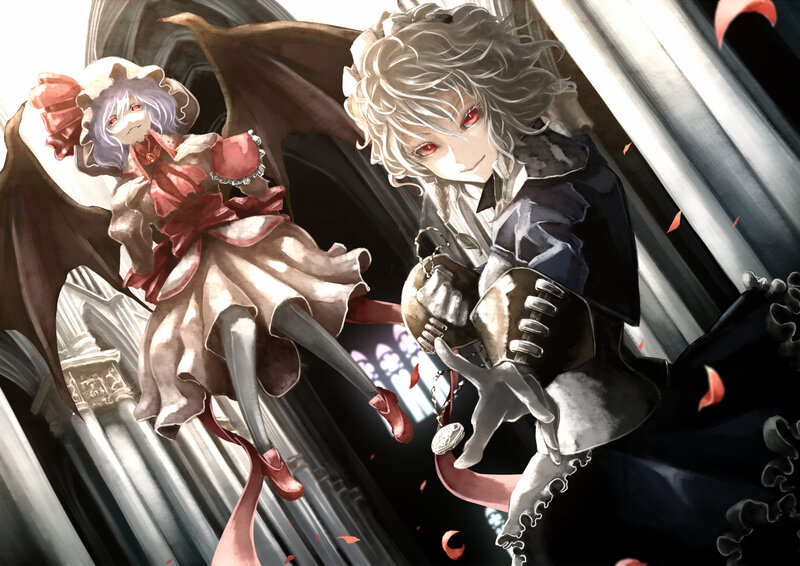 Two Anime Characters — White, Dramatic, Digital Art, Wings