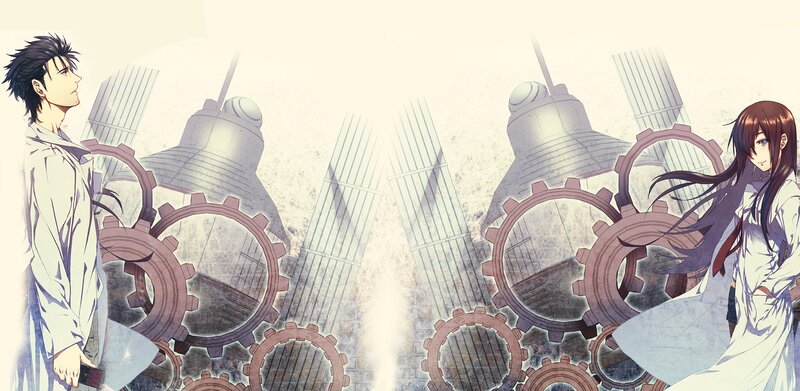 Two Anime Characters — White, Dramatic, Gears, Clock Tower