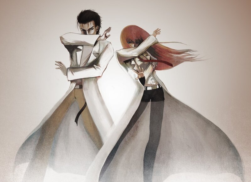 Two Anime Characters — White, Dramatic, Manga, Long Coats, Flowing Hair