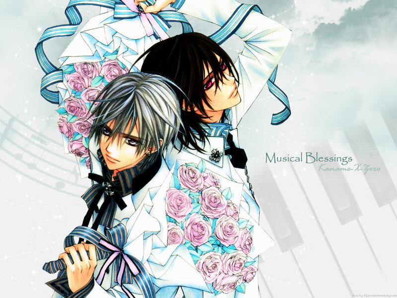 Two Anime Characters — White, Dramatic, Manga, Roses