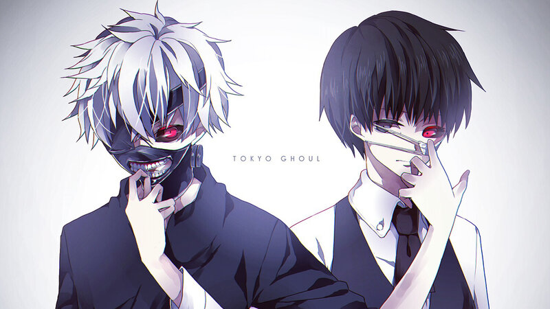 Two Anime Characters — White, Dramatic, Mask, Red Eyes