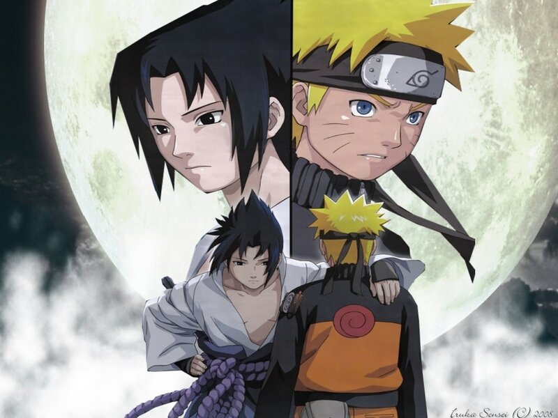 Two Anime Characters — White, Dramatic, Night, Moon