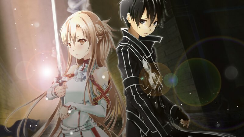 Two Anime Characters — White, Dramatic, Night, Sword, Black Cat